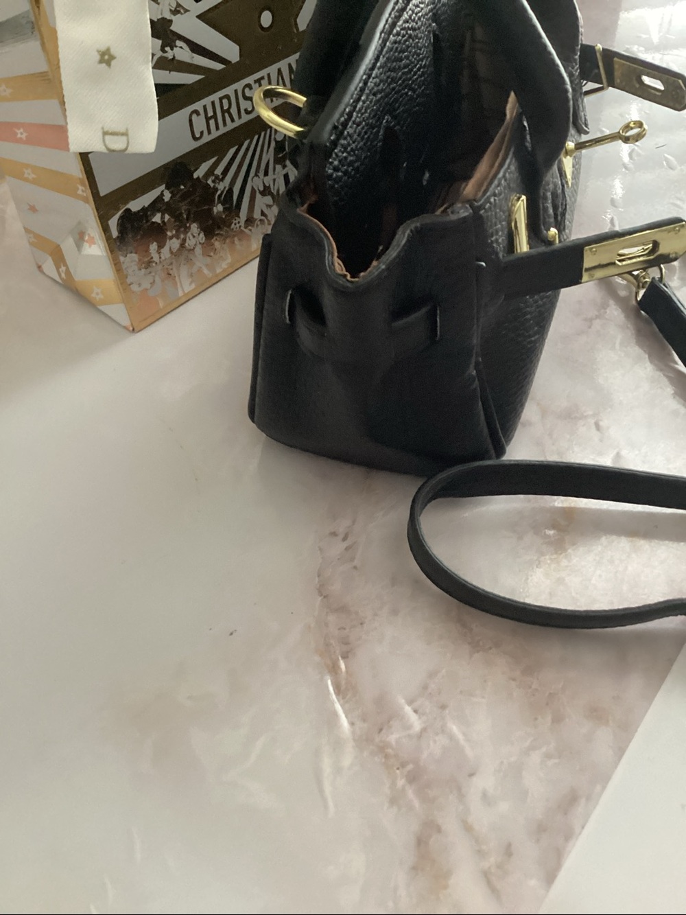 vault leather mini structured bag with free scarf - Picture 11 of 12